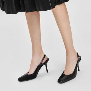 NWT Sz 6 Square Toe Slingbacks - Black